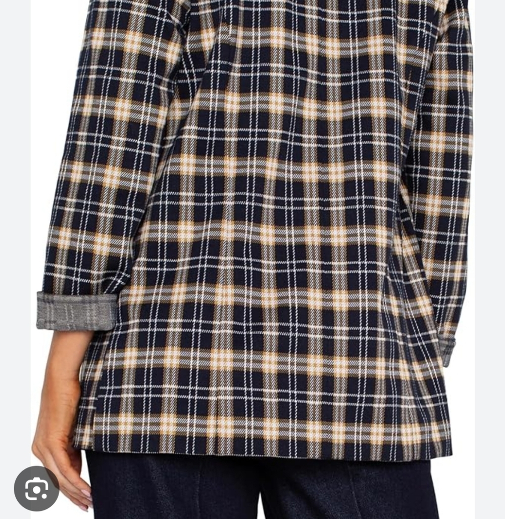 Liverpool Los Angeles Boyfriend Blazer Tartan Plaid Knit L Like New - Picture 5 of 8